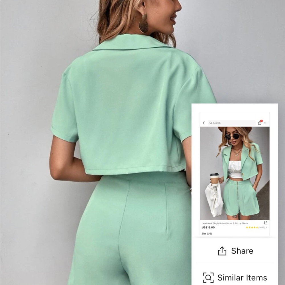 Two piece mint/sage green set from shein